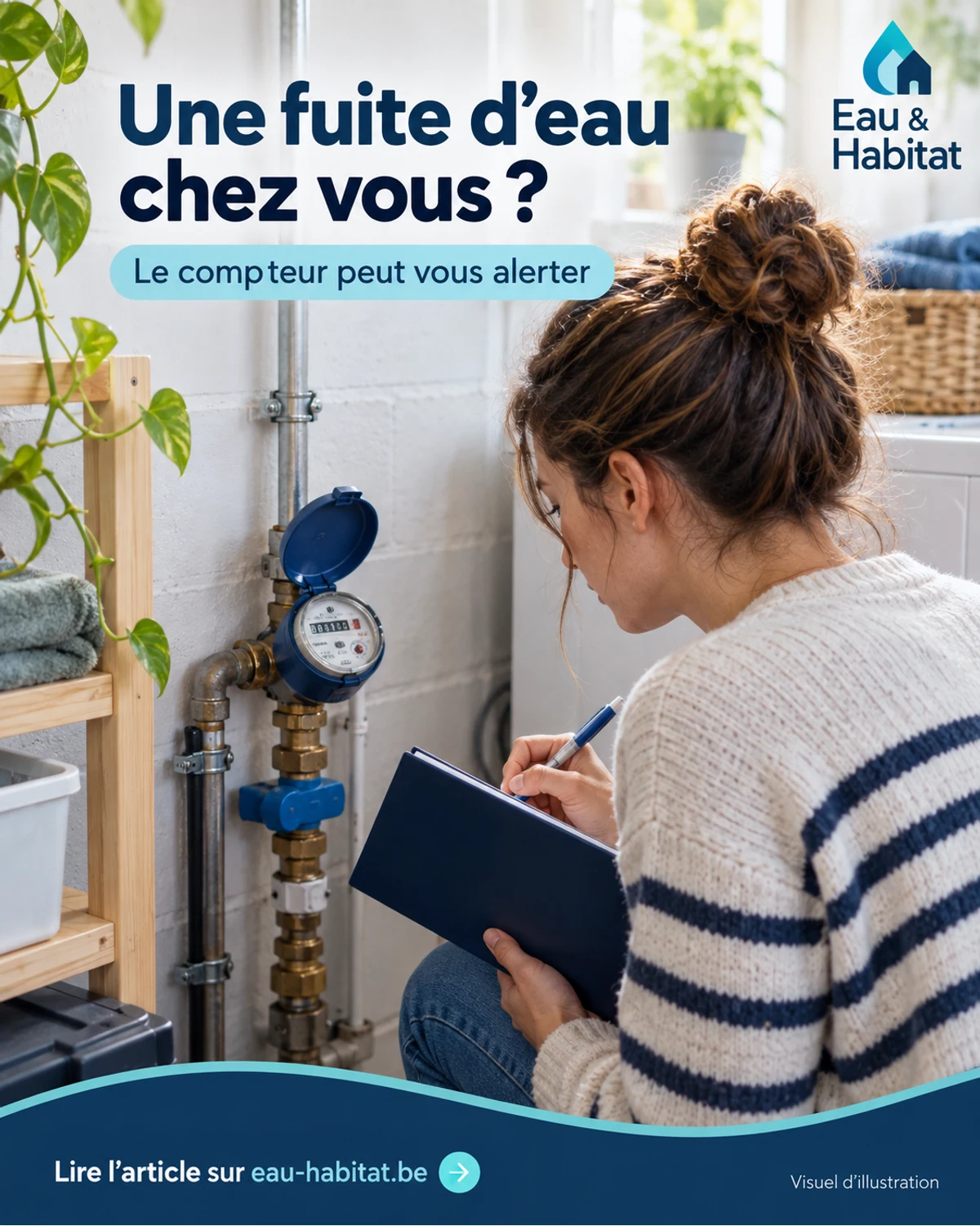 Comment détecter une fuite d’eau après le compteur en Belgique ? — illustration pédagogique