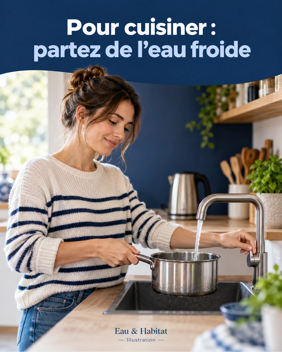 Peut-on utiliser l’eau chaude du robinet pour cuisiner ? — illustration pédagogique