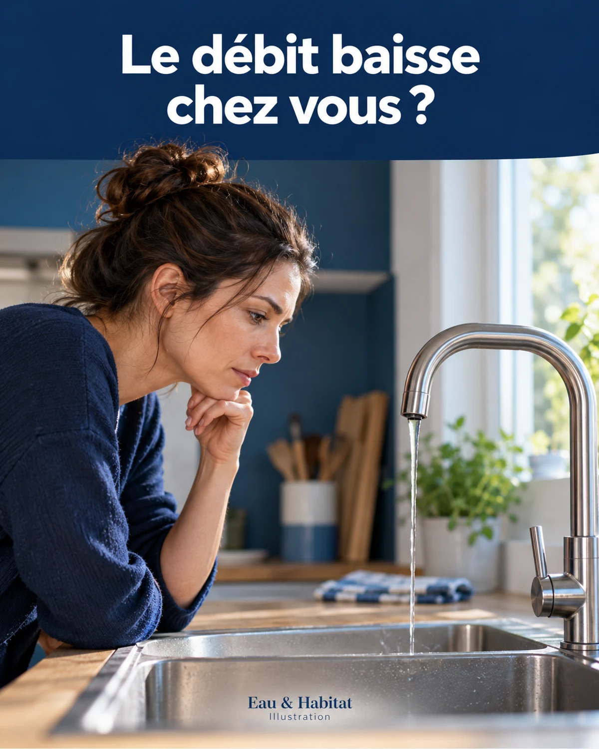Pourquoi la pression d’eau est-elle faible dans la maison ? — illustration pédagogique